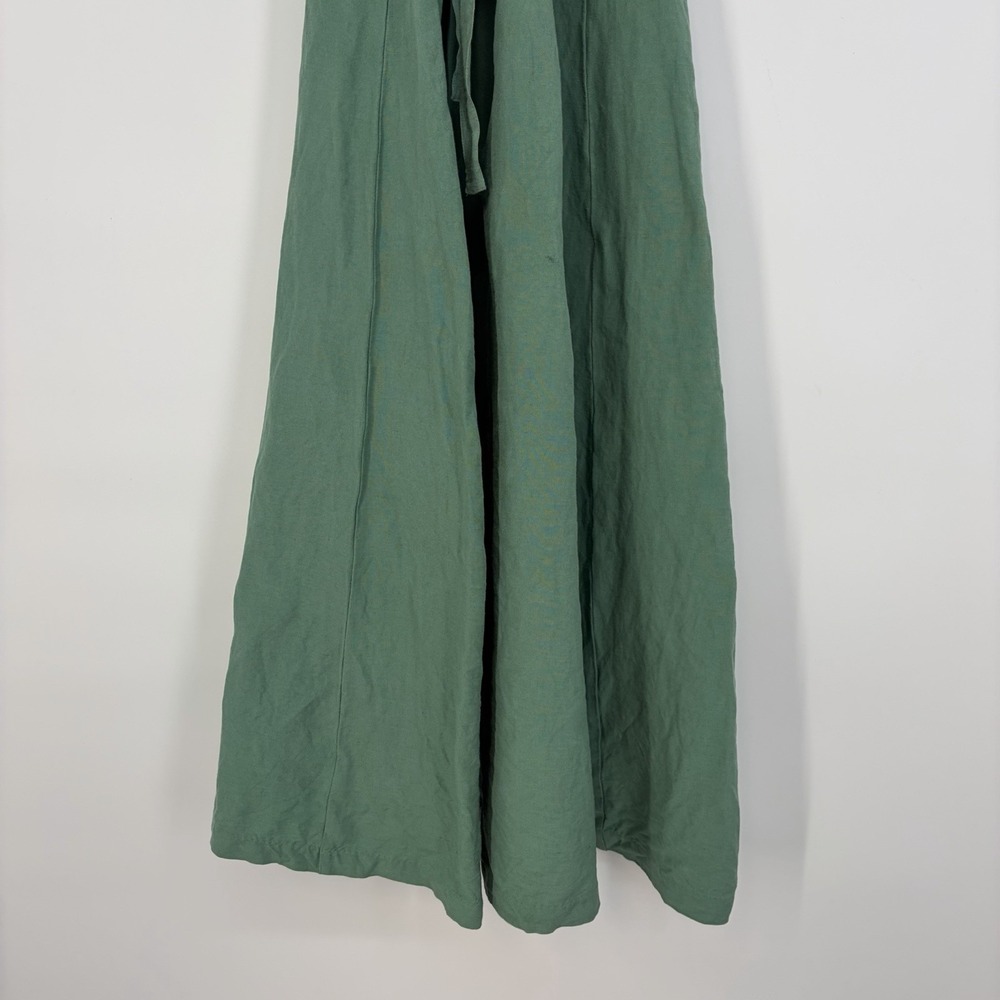Madewell Tie-Back Midi Cami Dress 00 Boho Lagenlook Green Linen Blend Fairy Scan - Picture 16 of 16